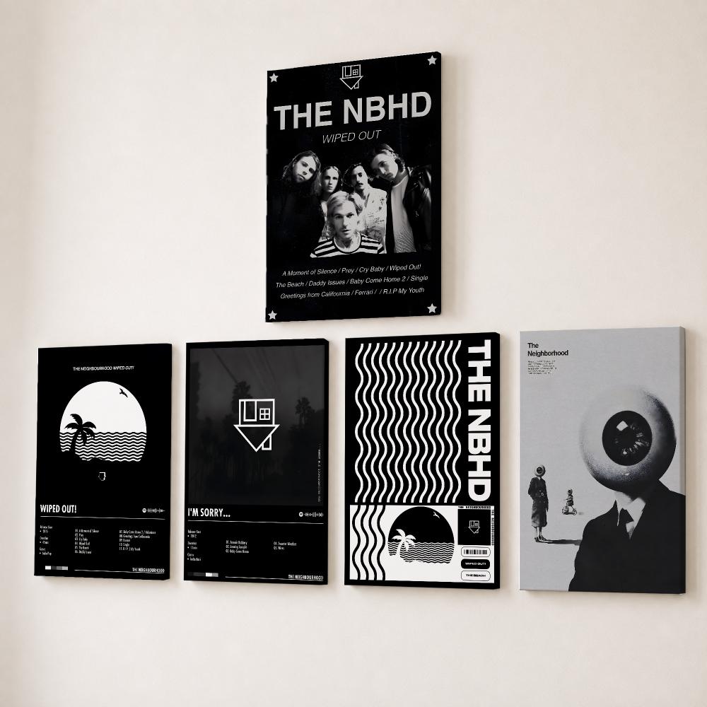 Canvas Wrap Ready - ภาพวาดศิลปะการเขียนพู่กันของวงดนตรีร็อค The N-Neighborhood บนผ้าแคนวาสความละเอียดสูง พร้อมกรอบด้านใน หุ้มด้วยผ้าแคนวาส