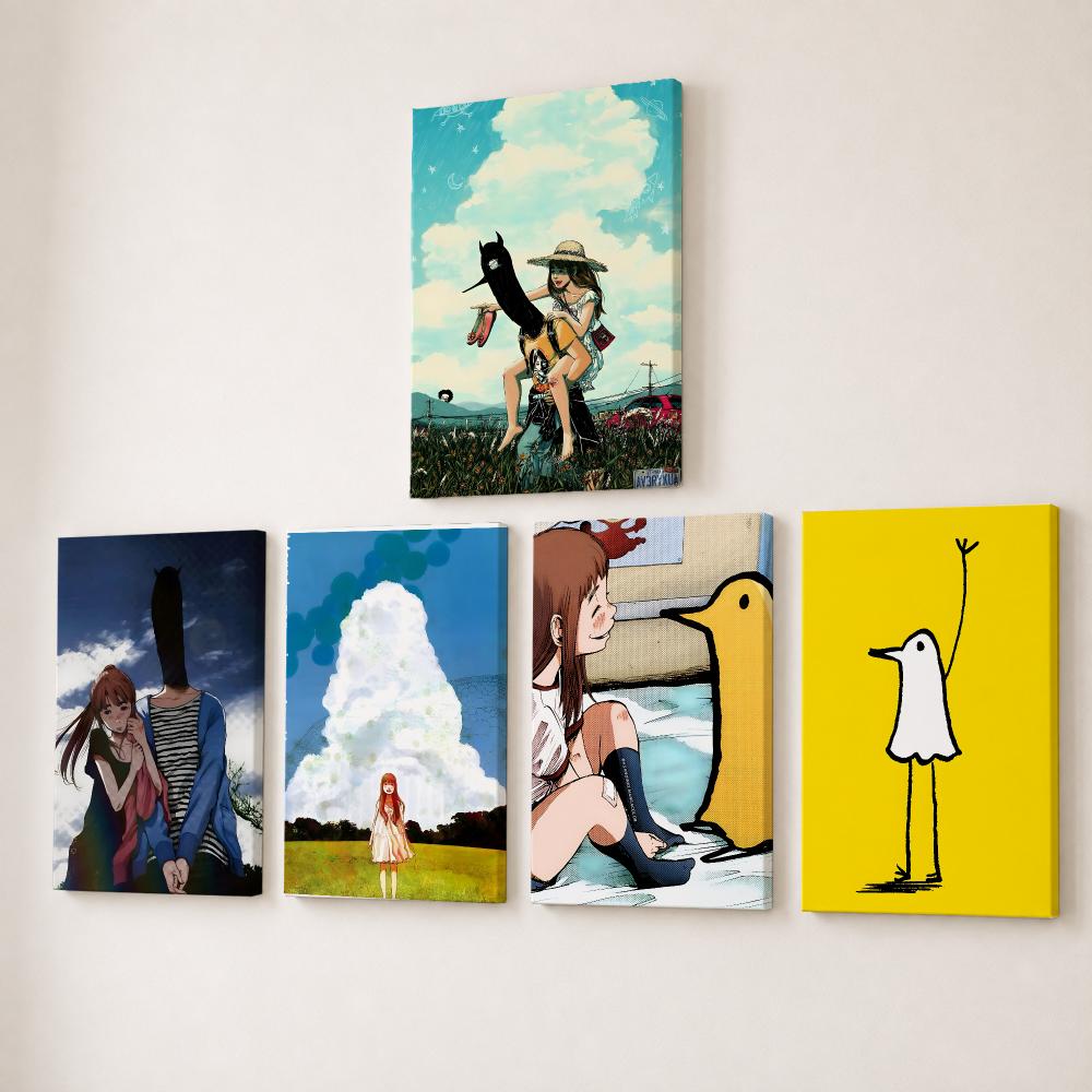Canvas Wrap Ready - ภาพวาดการ์ตูนอนิเมะ G-Goodnight Punpun พร้อมตัวอักษรศิลปะ ความละเอียดสูง บนผ้าแคนวาส