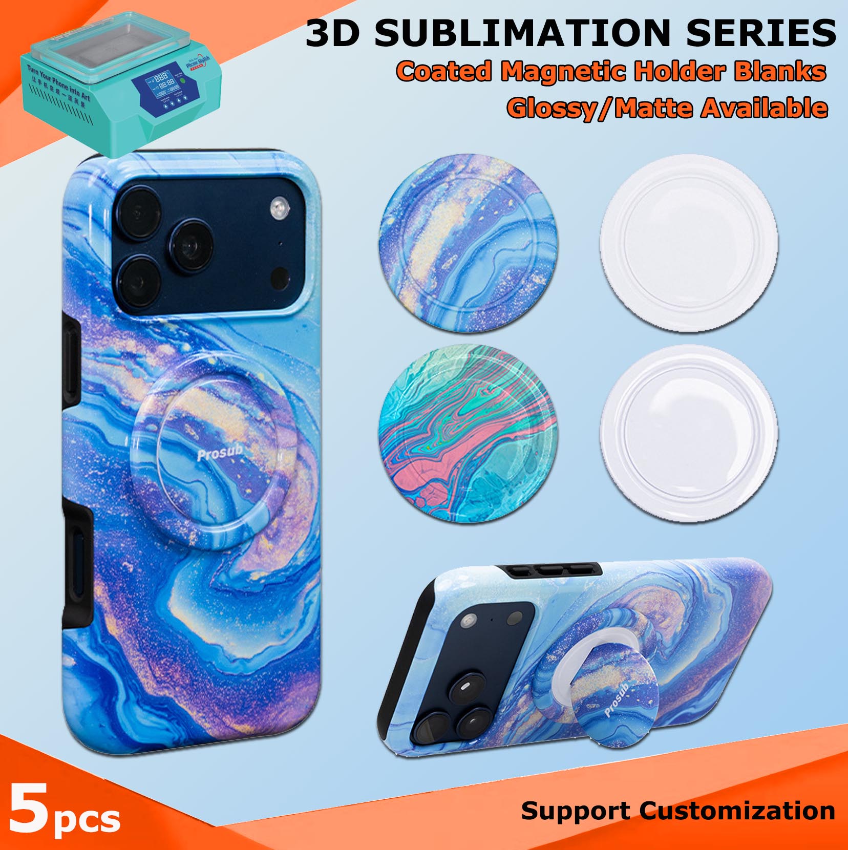 Phone Case Blank Print - แผ่นวงแหวนแม่เหล็กสำหรับยึดโทรศัพท์มือถือ Fonlyu 5 ชิ้น ทำจากวัสดุ PC