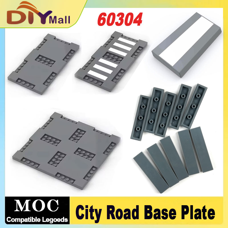 Ceramic Tile Blank - ชุดแผ่นฐานถนนเมือง MOC ชุดสะพานลอย จุดตัดถนน ตัวต่อแบบปริศนา สำหรับของเล่น