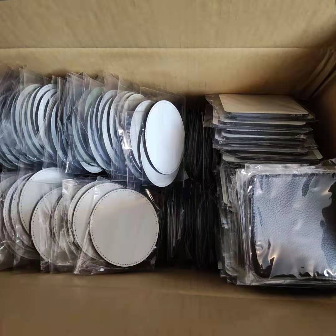 Coaster Sublimation Blank - 50 ชิ้น/ล็อต แผ่นรองแก้วหนัง PU สำหรับงานซับลิเมชั่น ขนาด