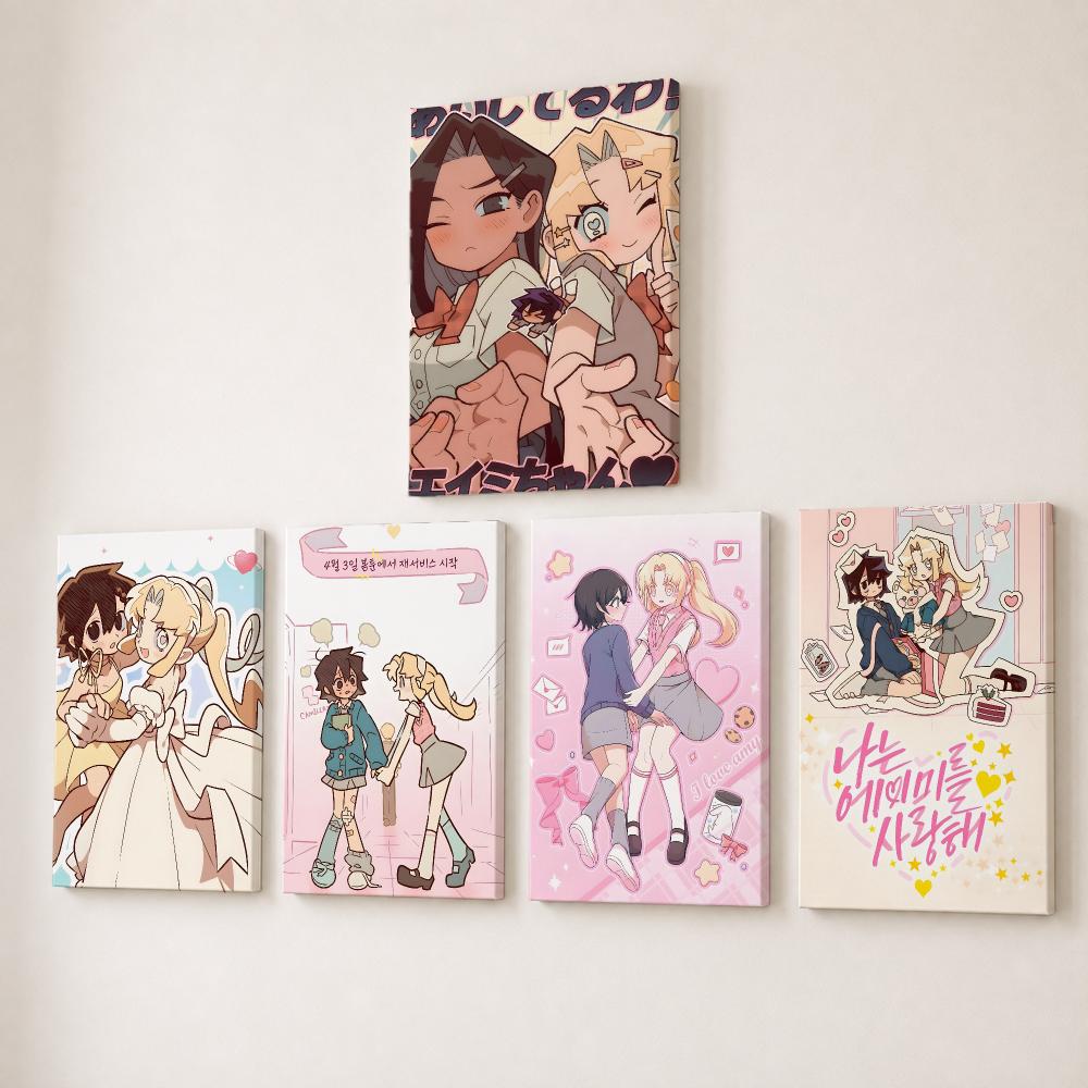 Canvas Wrap Ready - ภาพวาดลายเส้นตัวการ์ตูนอนิเมะ I Love A-Amy บนผ้าแคนวาส HD