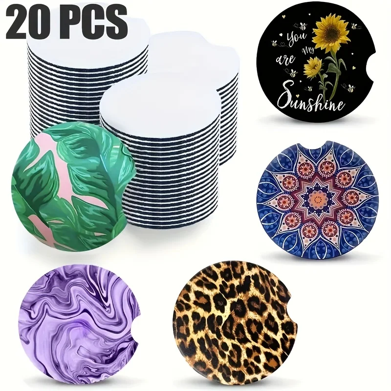 ที่รองแก้วบนรถว่างระเหิด20ชิ้น - Coaster Sublimation Blank บทวิจารณ์และราคา