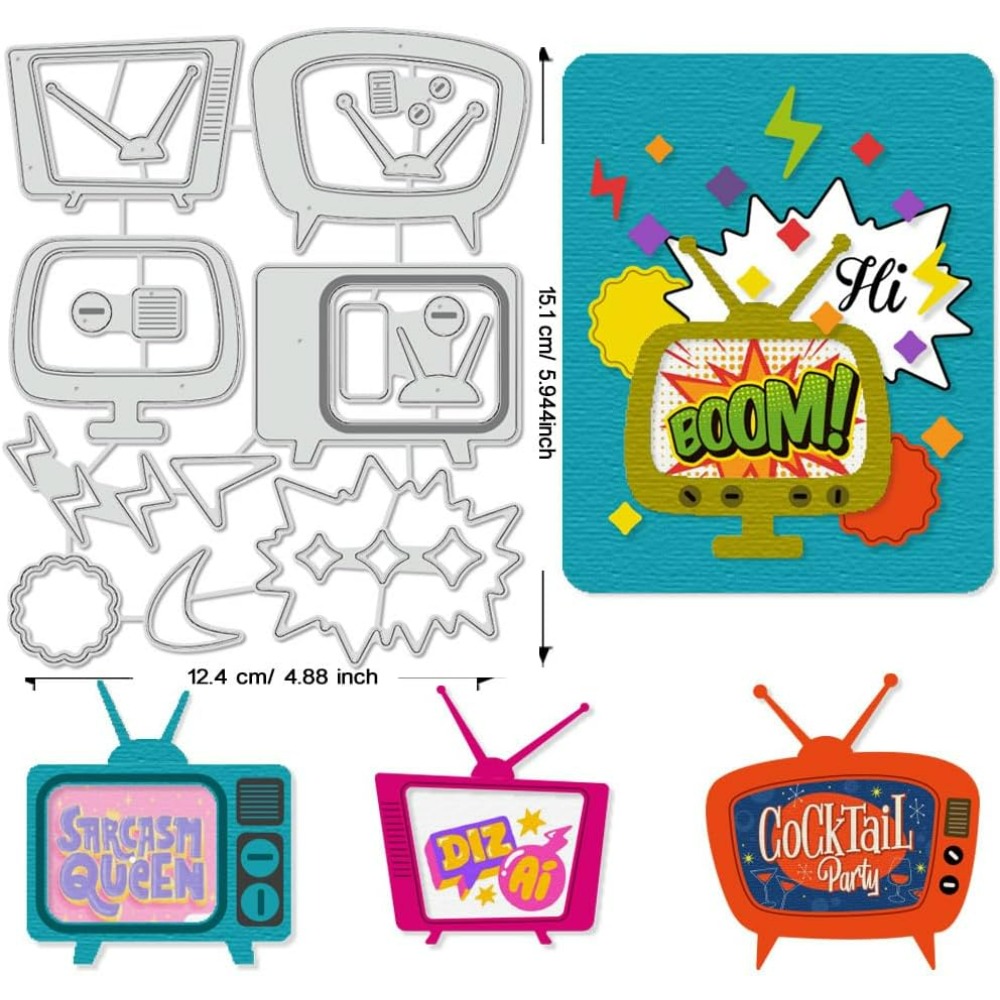 Retro TV ตัด Dies Stencils กรอ - Metal Photo Panel บทวิจารณ์และราคา
