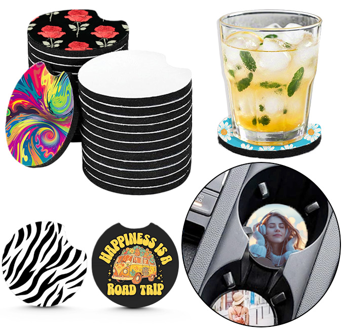 แผ่นรองแก้วรถยนต์แบบซับลิเมชัน - Coaster Sublimation Blank บทวิจารณ์และราคา