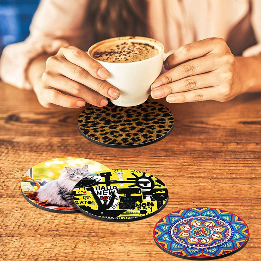 50 ชิ้น แผ่นรองแก้วเปล่าทรงกลม - Coaster Sublimation Blank บทวิจารณ์และราคา