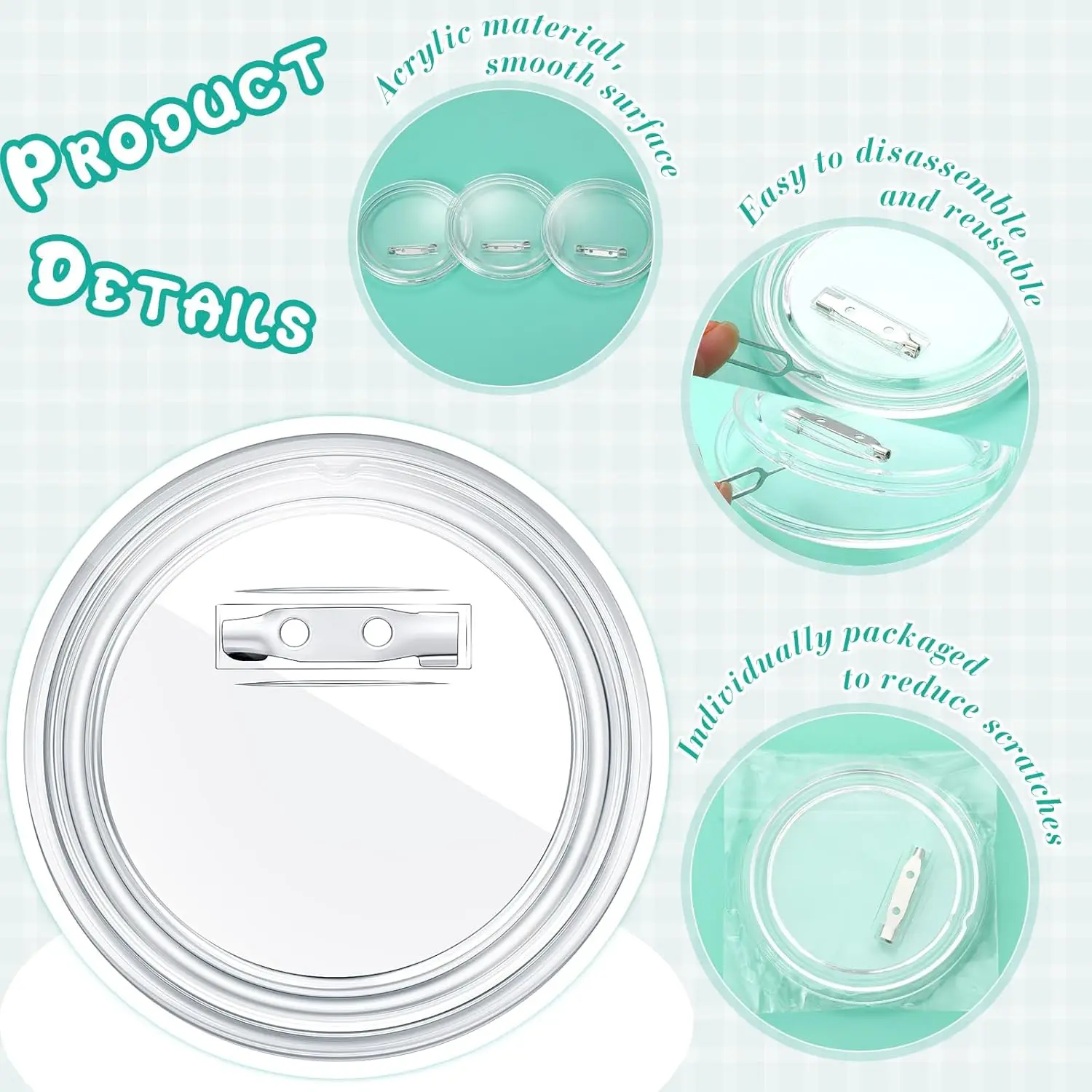 อะคริลิควงกลม Badge ทําชุด Pin - Button Badge Blank บทวิจารณ์และราคา